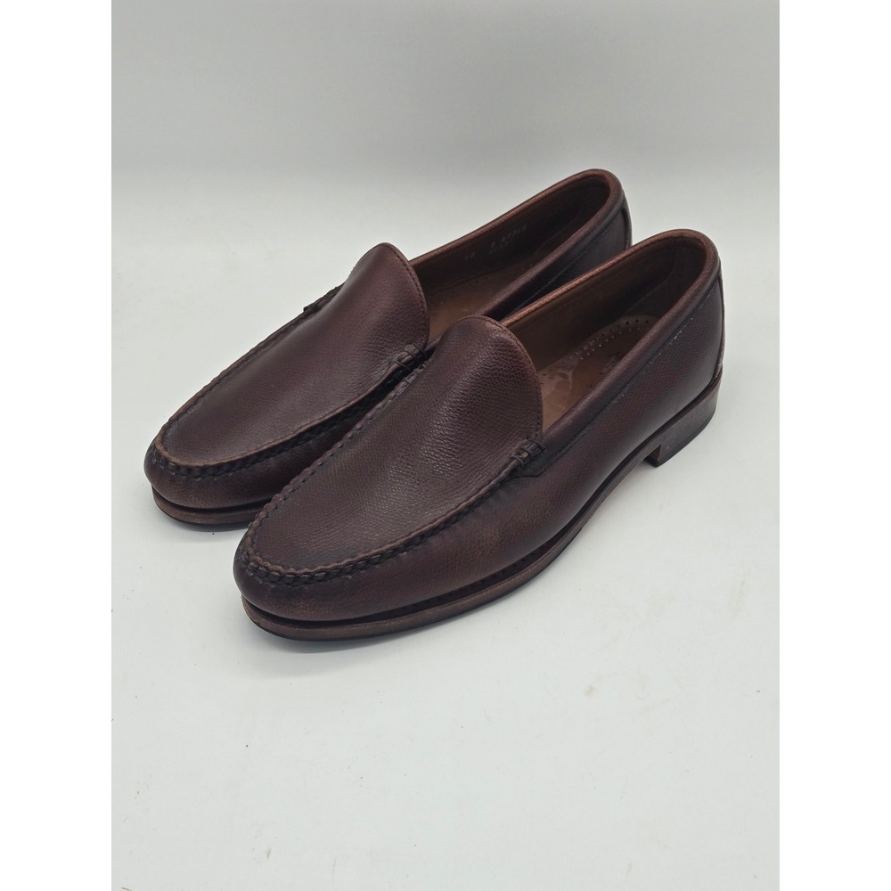 Allen Edmonds Sanibel Brown Pebble Grain Leather Venetian Loafers Mens 12 E